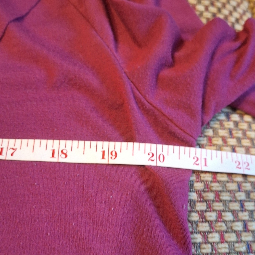 Women's Ruffled V-Neck Top - Burgundy - Picture 5 of 9